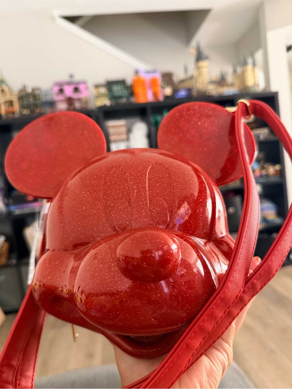 Loungefly Red Glitter Mickey Head Crossbody Bag